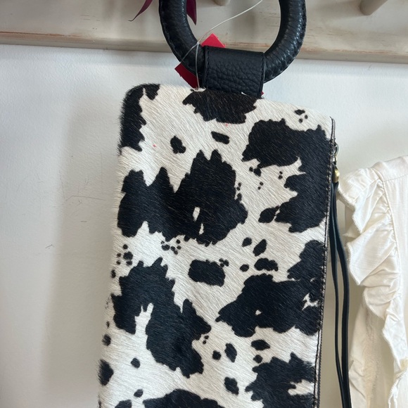 HOBO Handbags - HOBO Black and White Cowhide Ring Wristlet